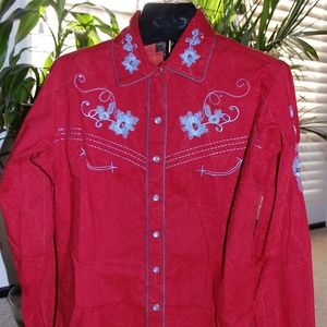 NWT Cattlelac Red Western Rockabilly Top Size S